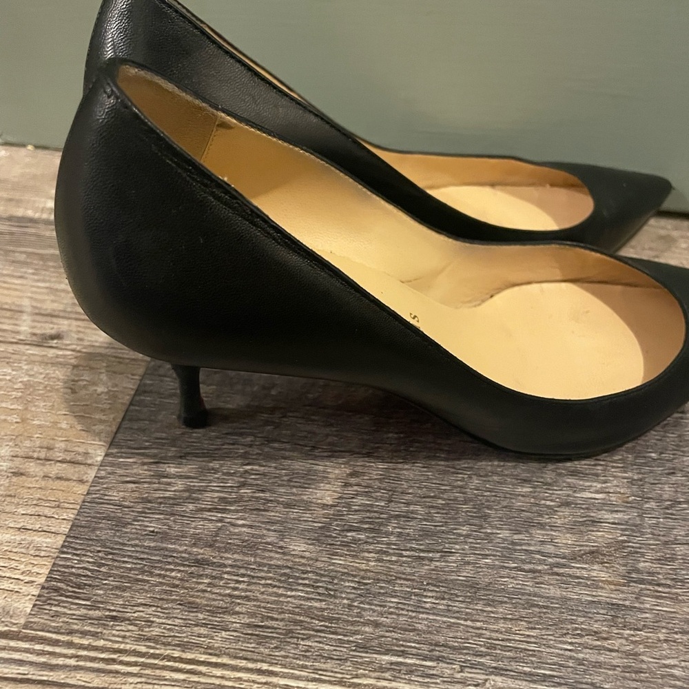 Christian Louboutin matte Black Pointed Heels red bottom women’s shoes sz 6 / 36 - Picture 7 of 8